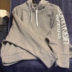 Calvin Klein Charcoal Hoodie with White Accents